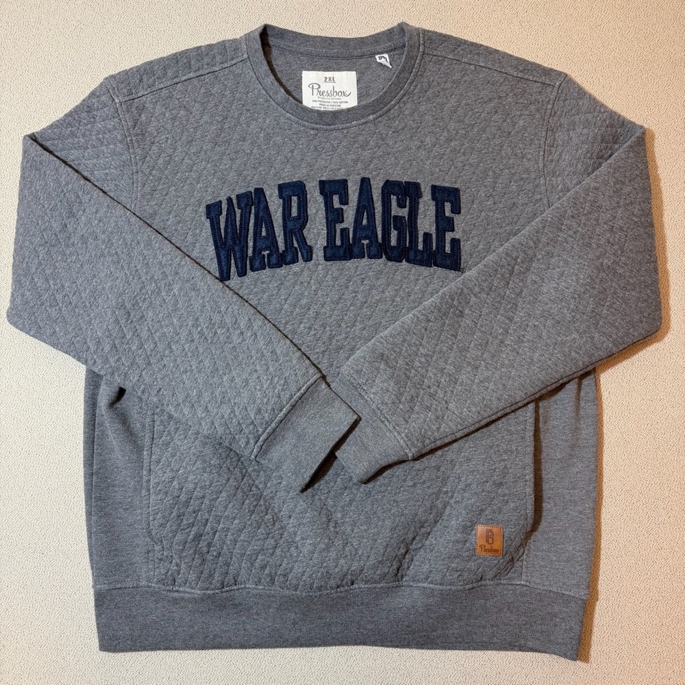 Pressbox Auburn War Eagle 2XL Moose Quilted Heather Charcoal Pullover Sweater Ws